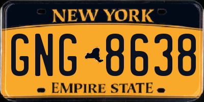 NY license plate GNG8638