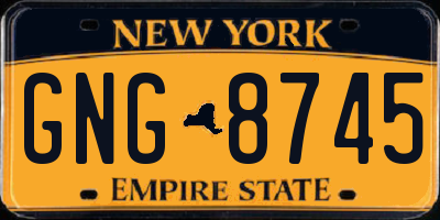 NY license plate GNG8745