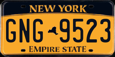 NY license plate GNG9523