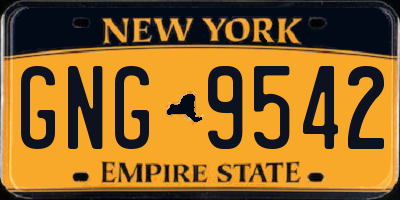 NY license plate GNG9542