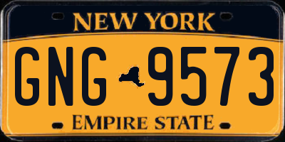 NY license plate GNG9573
