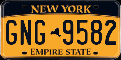 NY license plate GNG9582