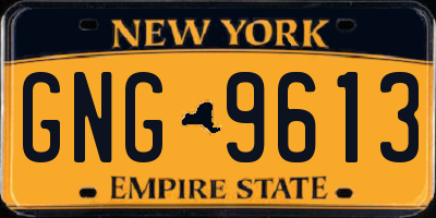 NY license plate GNG9613