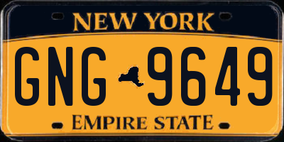 NY license plate GNG9649