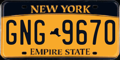 NY license plate GNG9670