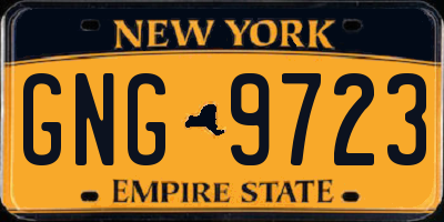 NY license plate GNG9723