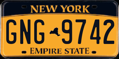 NY license plate GNG9742