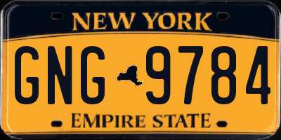 NY license plate GNG9784