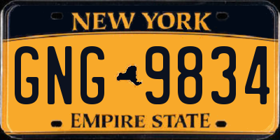 NY license plate GNG9834