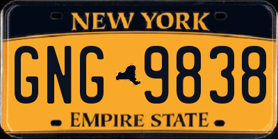 NY license plate GNG9838