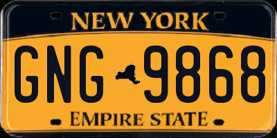 NY license plate GNG9868