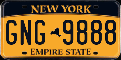 NY license plate GNG9888