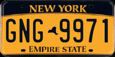 NY license plate GNG9971