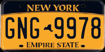 NY license plate GNG9978