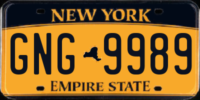 NY license plate GNG9989