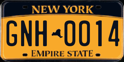 NY license plate GNH0014