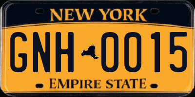NY license plate GNH0015
