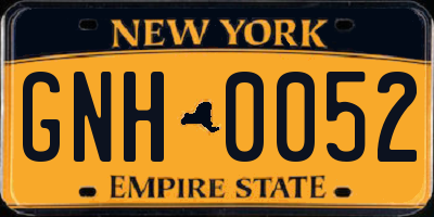NY license plate GNH0052