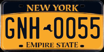 NY license plate GNH0055