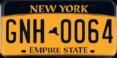 NY license plate GNH0064