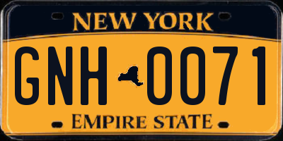 NY license plate GNH0071