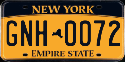 NY license plate GNH0072