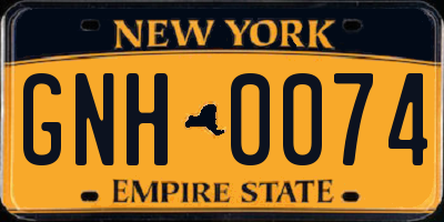 NY license plate GNH0074