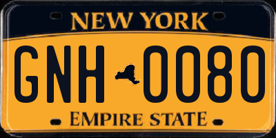NY license plate GNH0080