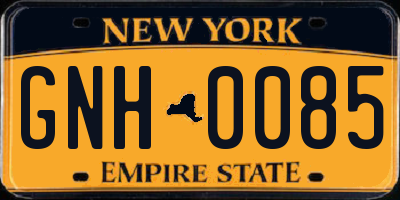 NY license plate GNH0085