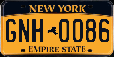 NY license plate GNH0086