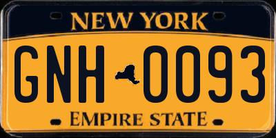 NY license plate GNH0093