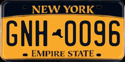 NY license plate GNH0096
