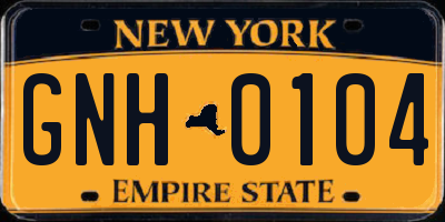 NY license plate GNH0104