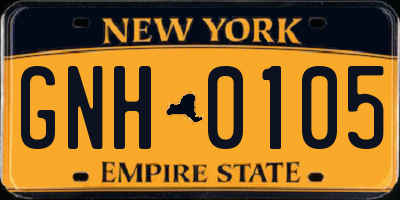 NY license plate GNH0105