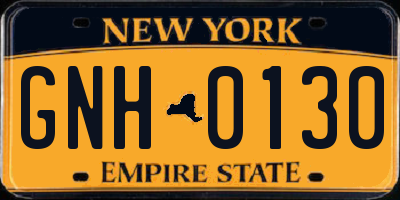 NY license plate GNH0130