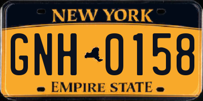 NY license plate GNH0158