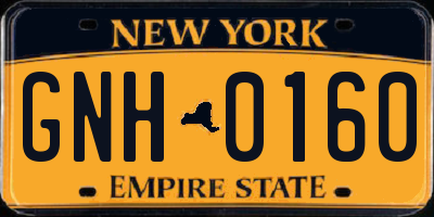 NY license plate GNH0160