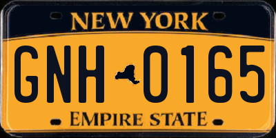 NY license plate GNH0165