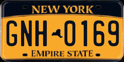 NY license plate GNH0169