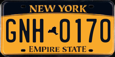 NY license plate GNH0170
