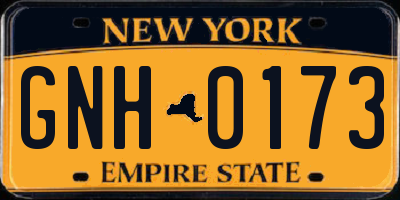 NY license plate GNH0173