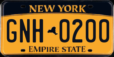 NY license plate GNH0200