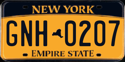 NY license plate GNH0207