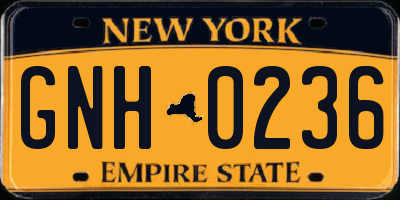 NY license plate GNH0236