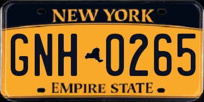 NY license plate GNH0265