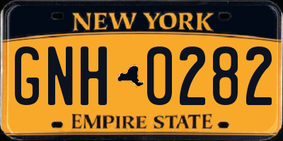 NY license plate GNH0282