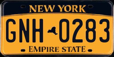 NY license plate GNH0283