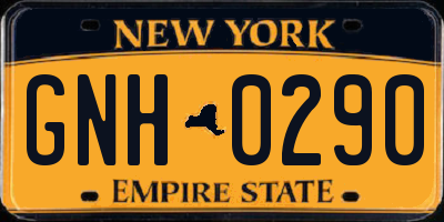 NY license plate GNH0290
