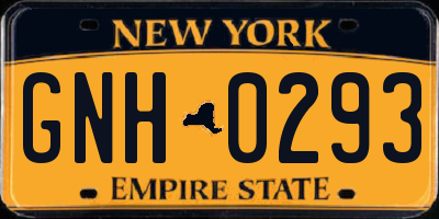 NY license plate GNH0293