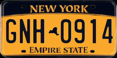 NY license plate GNH0914